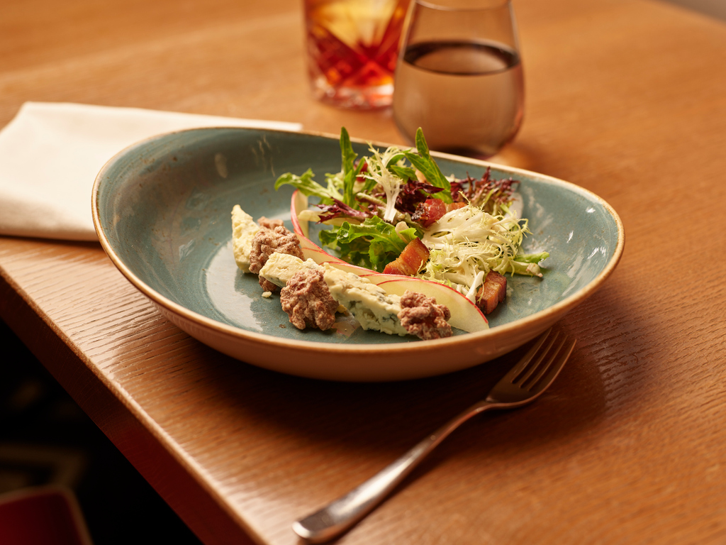 In our eyes, this is the appropriate cheese-to-greens ratio for a salad 😉 this Apple &amp; Blue Cheese Salad is on our #NYCRestaurantWeek menus, join us for lunch or dinner this week!