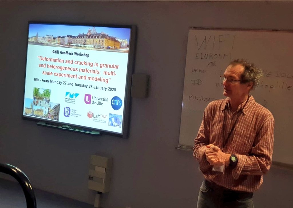 ppizette's tweet photo. @IMTLilleDouai @LGCgE_labo & #LamCube @univ_lille organize 2 days of #gdri @CNRS #GeoMech workshop on "Deformation and cracking in #granular & #heterogeneous materials: multi-scale experiment and #modeling" with dedicated focus on the challenges & cross-sectional approaches https://t.co/AF1oaPNSGR