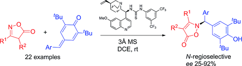 Pedro, Blay and co-workers present an enantioselective aza-Michael addition to produce functionalized isoxazolin-5-ones using a bifunctional organocatalyst <a href="/gonzalo_blay/">gonzalo blay</a> <a href="/UV_EG/">Universitat València</a> doi.wiley.com/10.1002/ejoc.2…