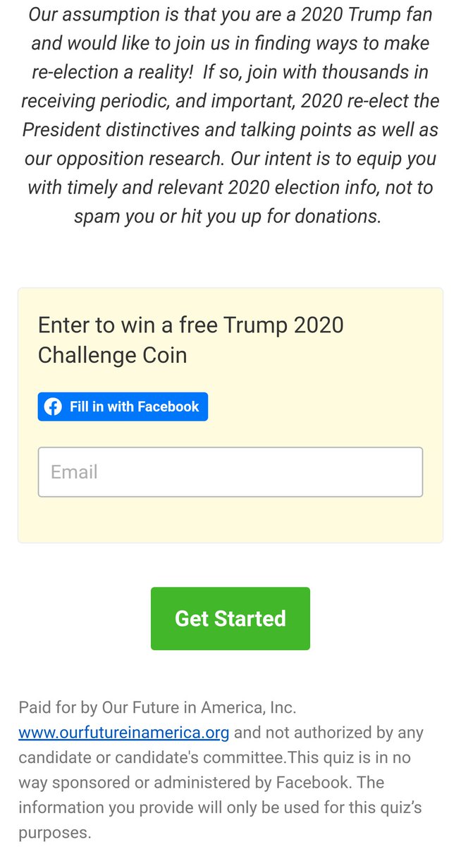 The next "foreign" survey operation I found the Eldred-backed PAC utilizing is Montreal, Canada's Quiz-App Co.The "true" objective here appears to be for OFiA to obtain email addresses to send people "talking points as well as our opposition research." Who regulates this? /25