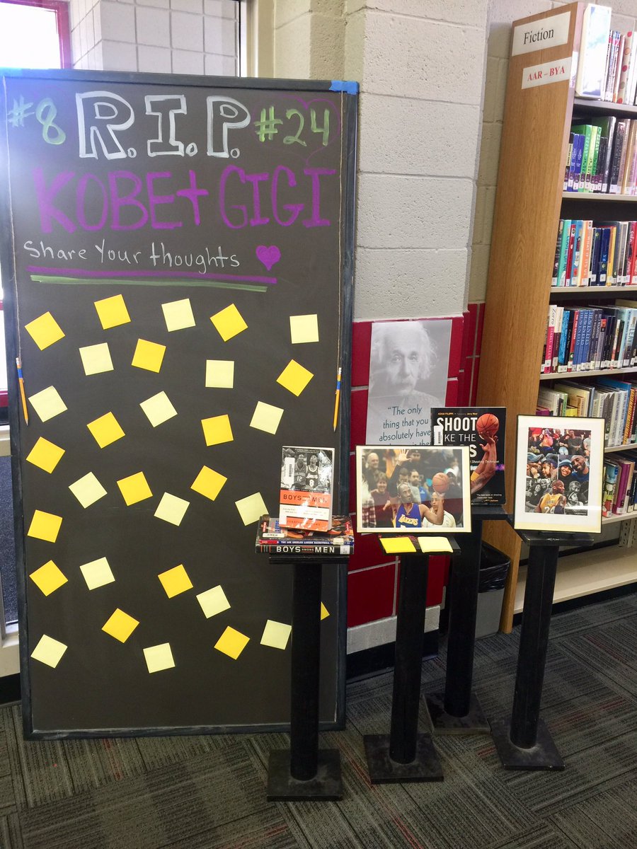 ehsBookBlast's tweet image. Thoughts &amp;amp; 🙏 for the Bryant family, &amp;amp; all the families  who lost loved ones yesterday. Kobe  impacted so many of our students lives. EHS Library is here for you💜💛 🙏
Stop by and share your thoughts. @etiwandalibrary @ChaffeyLearning @EtiwandaRed