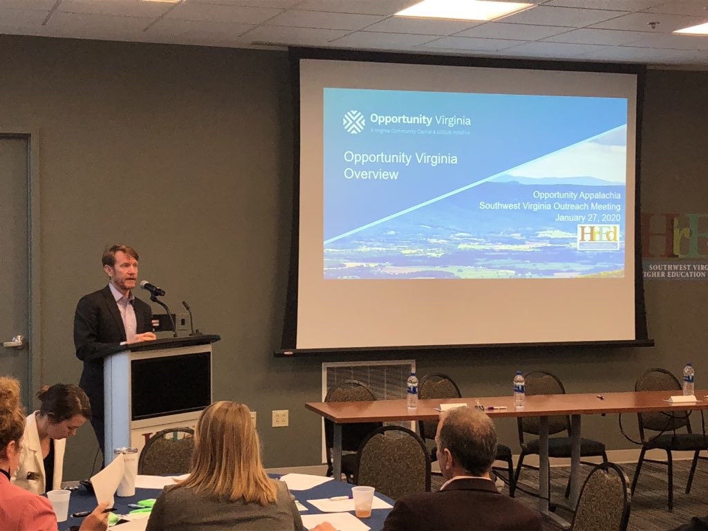 OpportunitySWVA's tweet photo. Adam Northrup discussing the work of Opportunity Virginia and ways it compliments the efforts of Opportunity Appalachia. @LOCUSImpact https://t.co/F78H0IGm3h