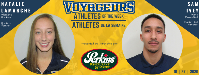 LUVoyageurs's tweet photo. Congratulations to Natalie Lamarche and Sam Ivey, this week's Perkins Athletes of the Week! Félicitations! https://t.co/i2rHBquG4P https://t.co/DA2FSFyHxF