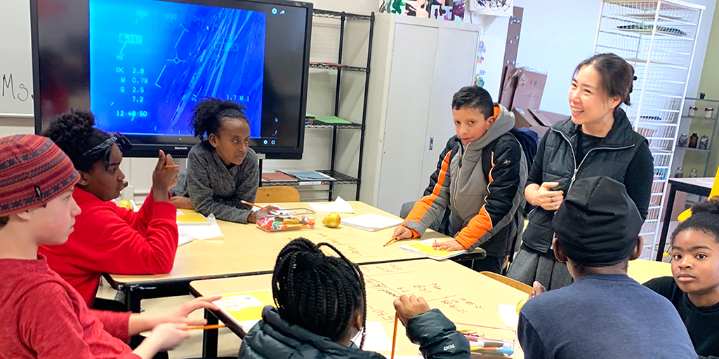 CMIPCS's tweet photo. In 6th grade, we started our #absolutevalues #math learning by honoring Captain Donnie L. Cochran, the first African American pilot in the @BlueAngels. ✈️
Then we made data tables using #BlueAngels flight info and calculated change in speed and altitude. Math = real life! https://t.co/BEUqu7k6Cw