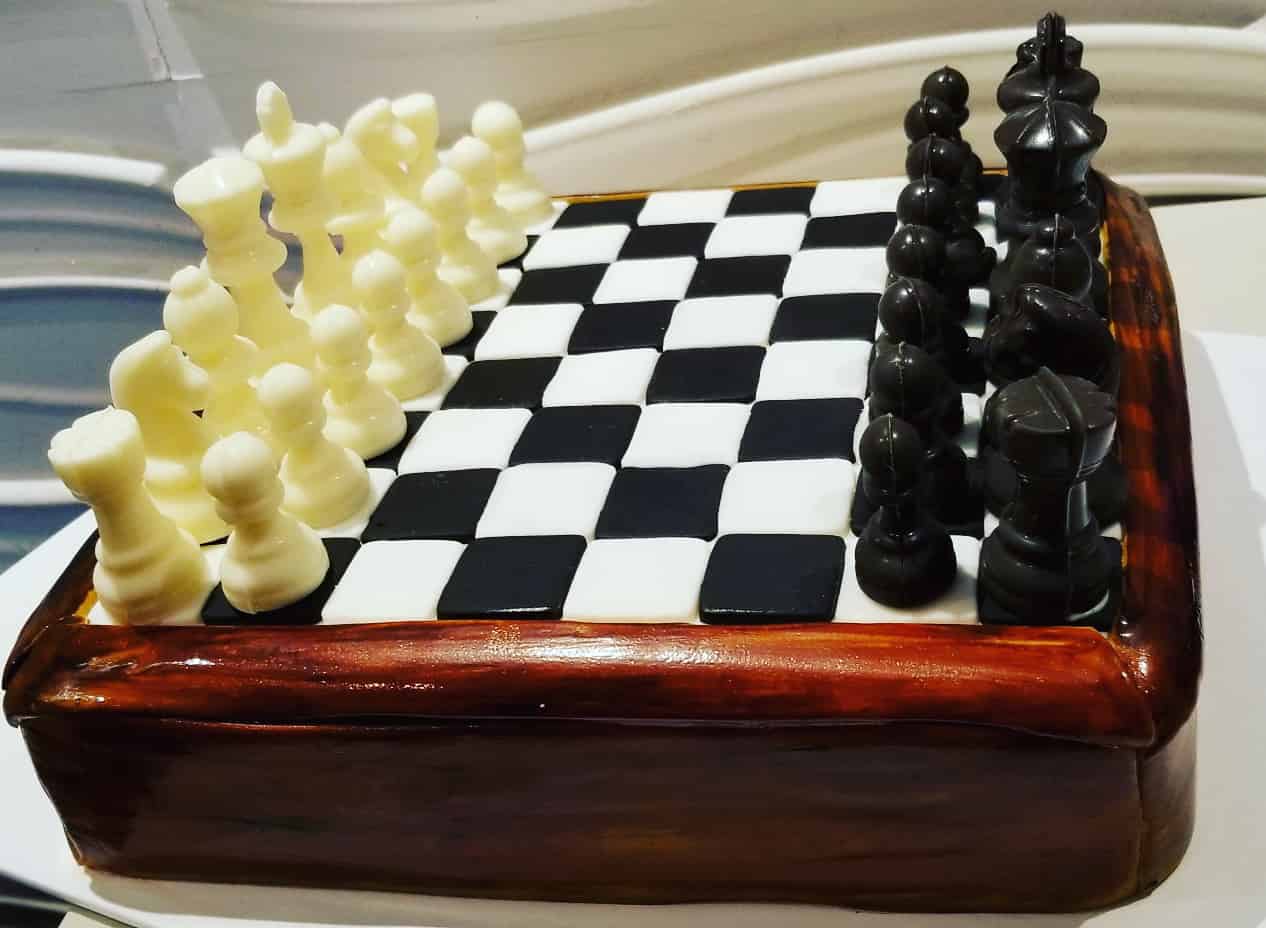 Chess Board Cake with Pieces