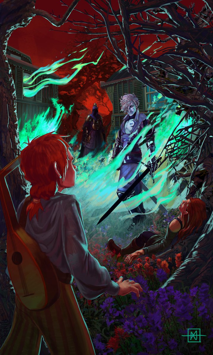 RocadeguiaWeb's tweet photo. Kvothe y Ceniza, preciosa y colorida ilustración por Michael Wakeley https://t.co/oDpJrinbNp