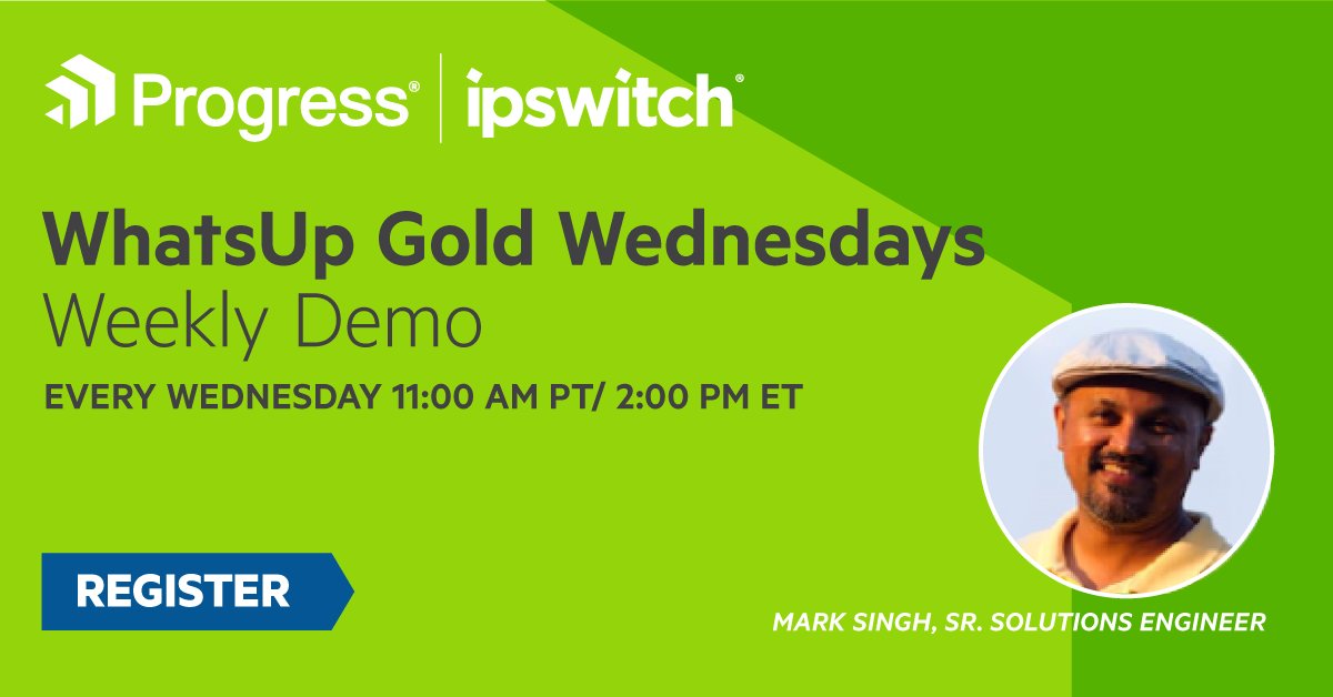 ProgressFT's tweet photo. Introducing WhatsUp Gold Wednesdays, our new weekly webinar series on Wednesdays at 2 p.m. ET. Each week, we'll show you how easy #networkingmonitoring is with tips and tricks to make #ITProfs life easier. #WUGWednesday kicks off 2/5: https://t.co/clTwjs58FI #WUG https://t.co/Ddh56tqUpo