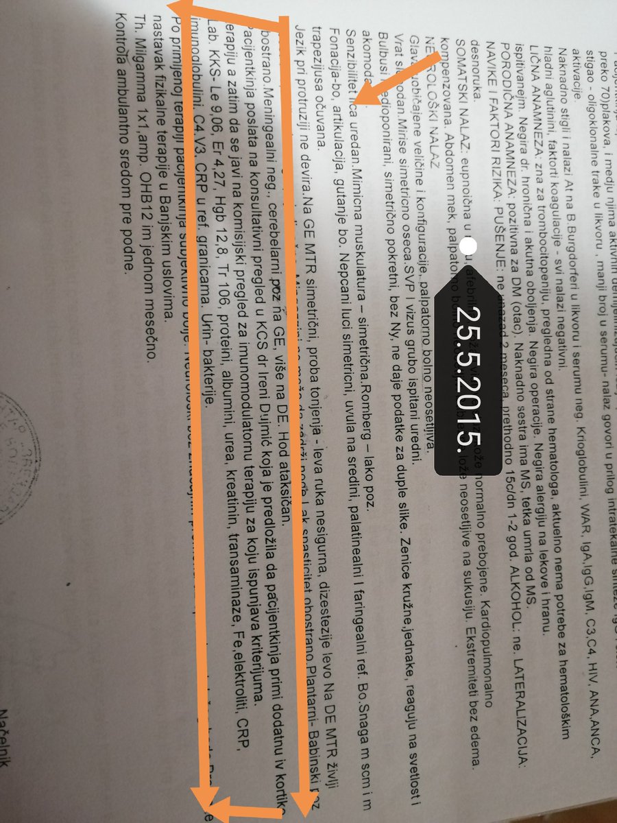 MSprepelicak's tweet photo. Dijagnoza MS od februara 2015,bolesnicu treba uputiti na komisijski pregled za imunomodulatornu terapiju i tako pri svakoj hospitalizaciji kojih je bilo mnogo,samo sto nije docekala taj komisijski pregled i dobila terapiju.
Umrla je u oktobru 2017.
#lekzasve
#msplatforma https://t.co/0xTaGof1Rx