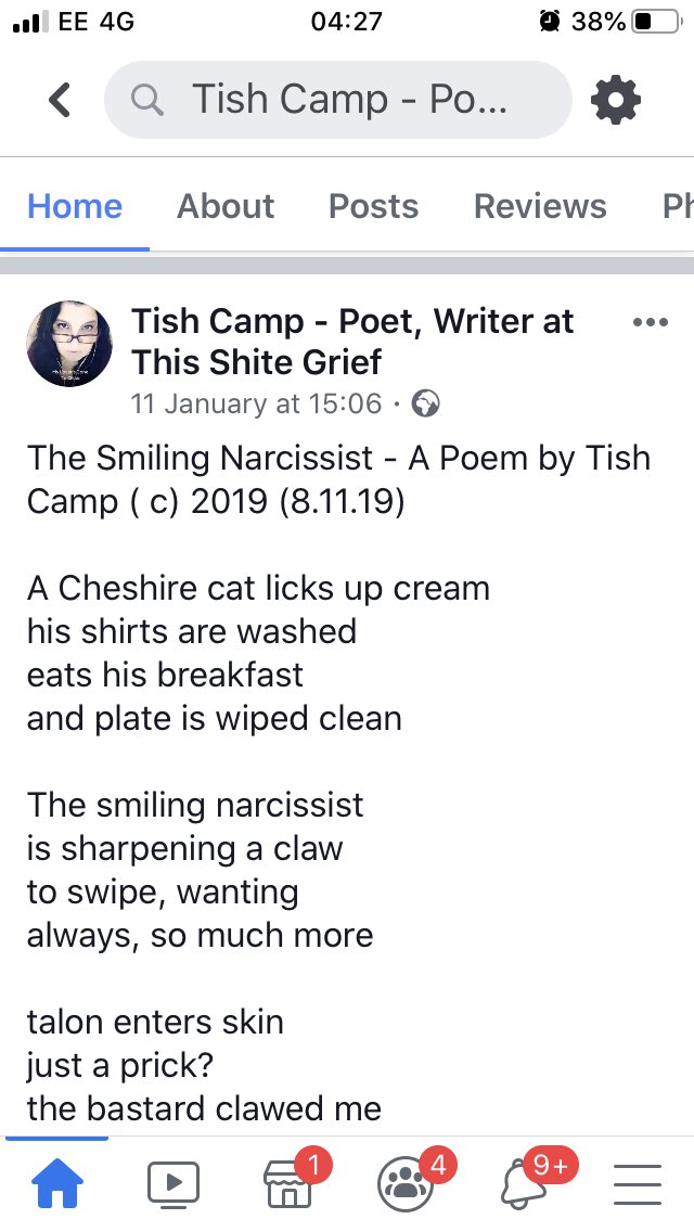 TishIncePoet's tweet photo. The Smiling Narcissist - A Poem by Tish Camp
#poetry #poem #DomesticAbuse #NarcissisticPersonalityDisorder #PNarc #CovertNarcissist #CoDependency #SelfLoveDeficit #AbuseRecovery https://t.co/XCGaWpgFVE