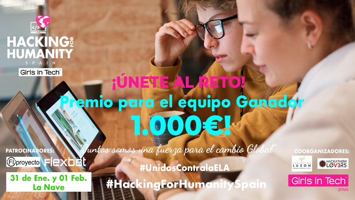 marinillass's tweet photo. Nos gustan los retos, la innovación, la diversidad y la tecnología ¡Últimas horas para conseguir tu entrada para #Hacking4Humanity organizado por @GirlsinTechES! 31 de Enero y 1 de Febrero en @LaNaveMadrid https://t.co/dT47TJGc0M https://t.co/2VL2xCwODA