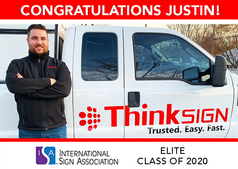 ThinkSign's tweet photo. We're proud to announce that Justin Shapiro, our Northeast Regional Sales Manager, was accepted into the ISA Elite Class of 2020! #isaelite #isa #signs #signexpo #thinksignled https://t.co/llKgV5X5vc