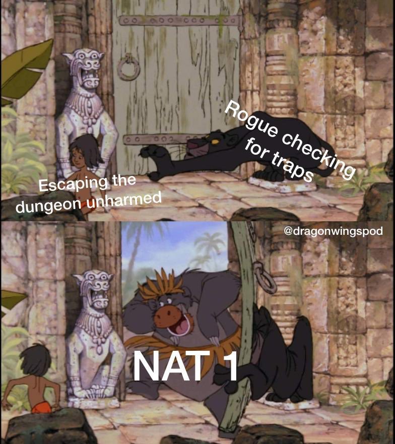 DragonWingsPod's tweet photo. **desperately tries not to metagame**
I walk through the door 😔
#dnd #dnd5e #rpg #ttrpg #dndmemes #rpgmemes #dndhumor #nerdhumor #deathsavingthrow https://t.co/9lcc17YBUZ