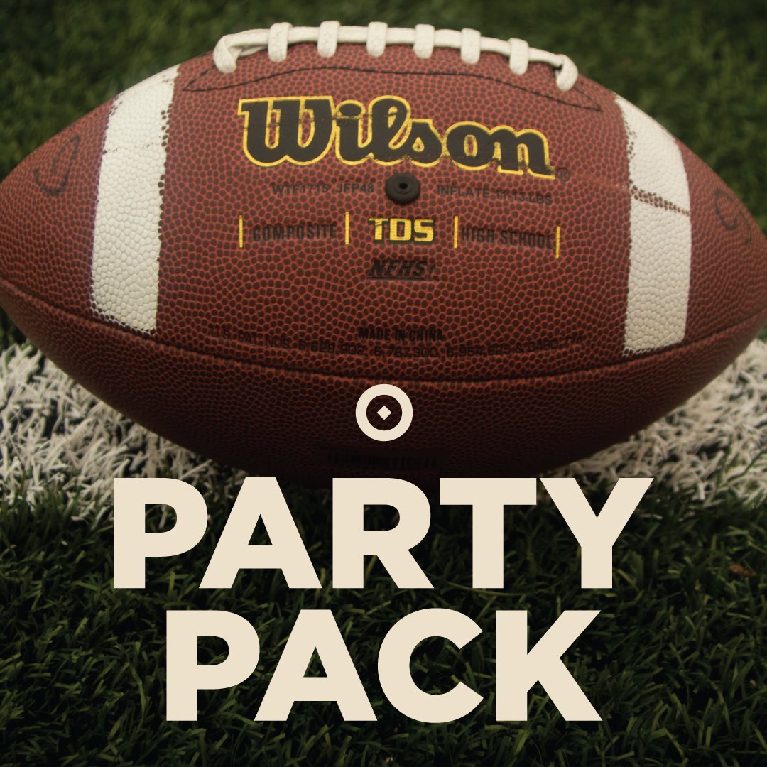 a wilson football with the text "party pack"