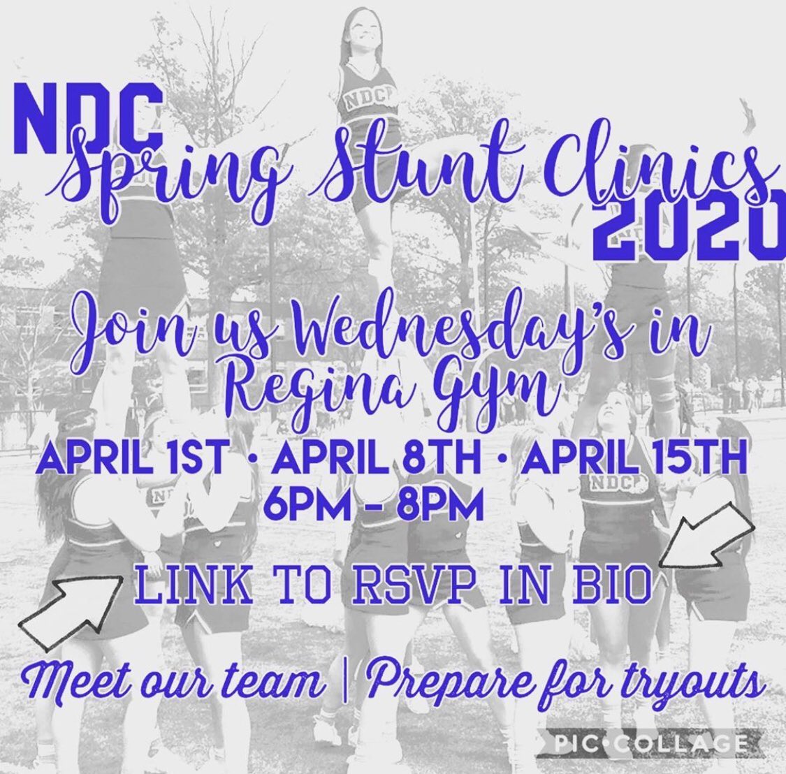 ndccheer's tweet photo. HEY SENIORS! Tryouts are right around the corner.... come join us for stunt clinics! Link in our bio 🤩💙 https://t.co/FJbFHRwfIv