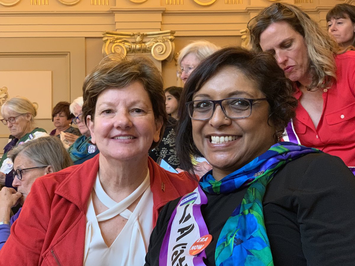 CABlueBlaze's tweet photo. Awaiting the making of #AmericanHistory in @VAHouse. The crossover vote,SJ1, ratifying the #ERA is imminent.I have to say that ladies pictured below r advocates & friends 2 have on ur side! @aGRAgrits @TammieJennings @SequoiakcJones @ShyamaliHauth https://t.co/XchmA8KLrn