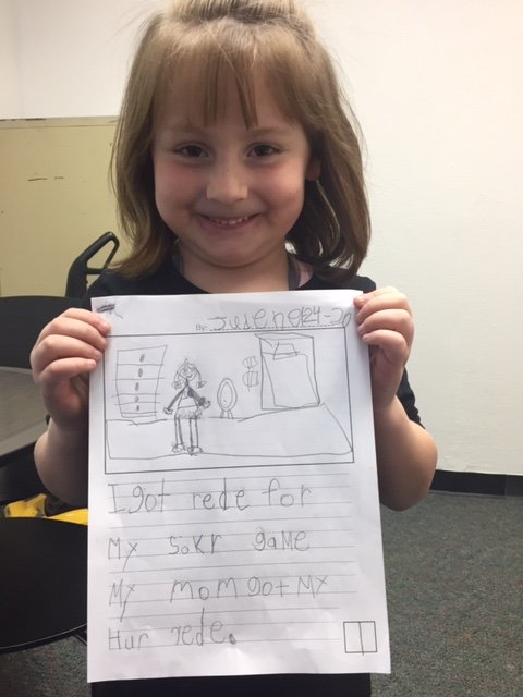 Mrs Fink's 1st grade class worked very hard on their writing last week. Everyone did a great job. Here are two Rock Star students with their work. Great things are happening <a href="/RenoElementary/">Reno Elementary School</a>