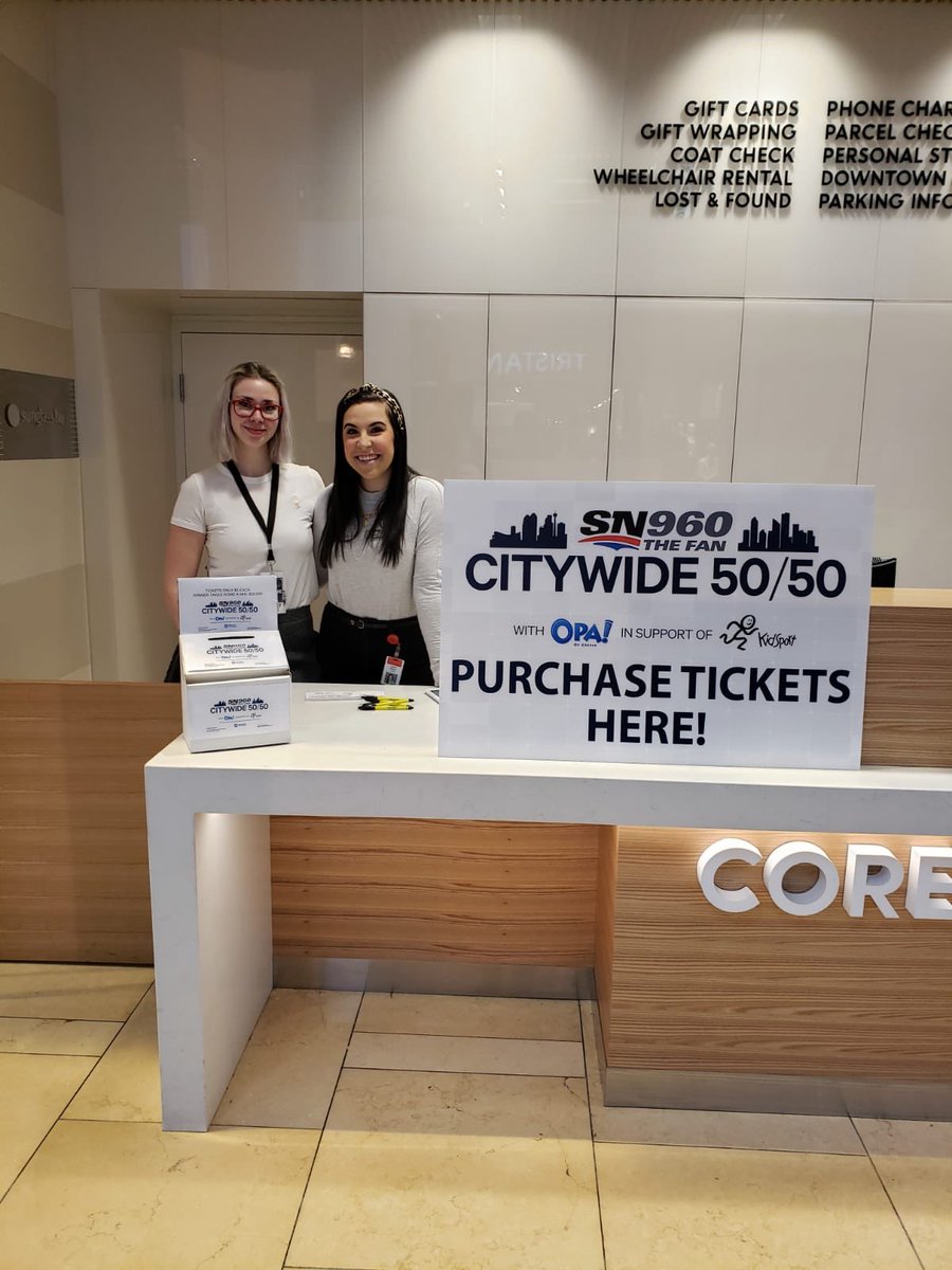 Our amazing volunteers are set up in the <a href="/COREshopping/">The CORE Shopping Centre</a> Centre over lunch hour ALL WEEK selling Sportsnet 960 The Fan Citywide 50/50 tickets. Come get yours today!
