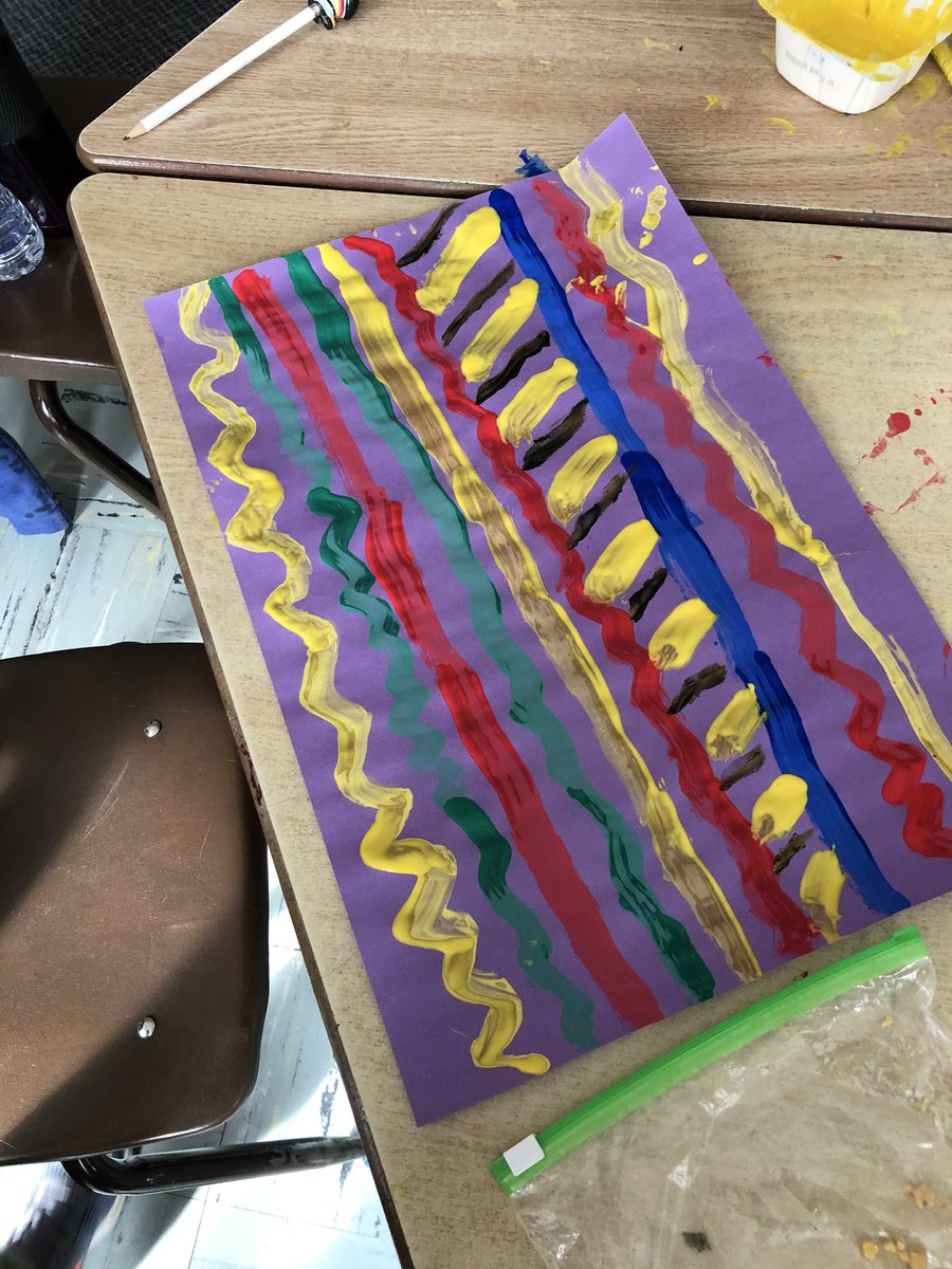 SuperOgden's tweet photo. Today we learned about traditional #KenteCloth weaving. We learned about the symbolism of each colour and then painted colourful designs. Stay tuned for updates of when we start our weaving!! @TDSB_Ogden https://t.co/MV4irUV3rc