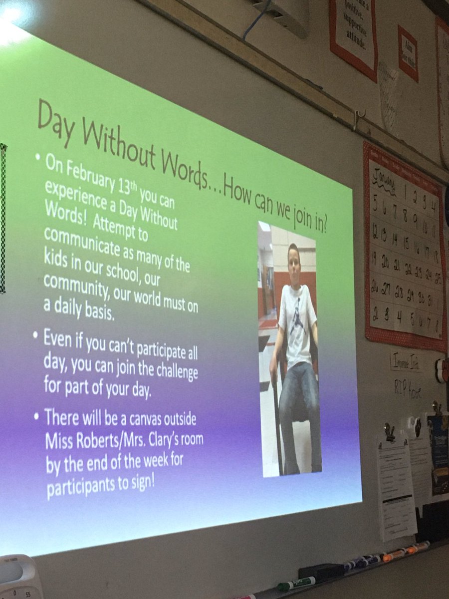readwritelhs's tweet photo. I’m so impressed by the work Ms. Roberts’ class has done to plan an LHS Day Without Words to help people better understand what it’s like for their friends who struggle with verbal communication.  They presented to every English class today!  🐾❤️🐾 https://t.co/0iRoAX6JIv