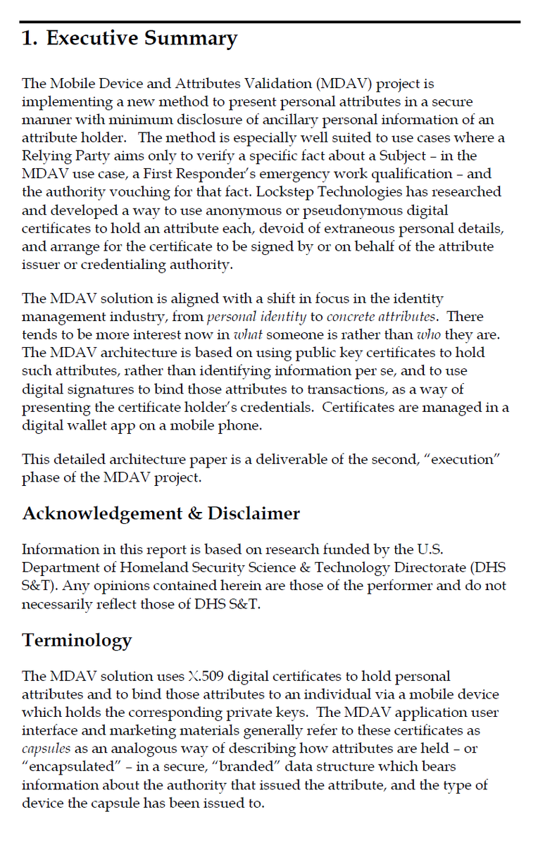 Steve_Lockstep's tweet photo. @constellationr Lockstep with @KantaraNews under a @dhsscitech innovation grant 2016-18 proved a P2P #verifiedcredentials solution "MDAV". Much in common with #DID except:
- conventional X.509 certs
- hardware Root of Trust
- avoids the risky novelty of #BYOID.
Details: @validIDy. https://t.co/6WrfjZiRDA