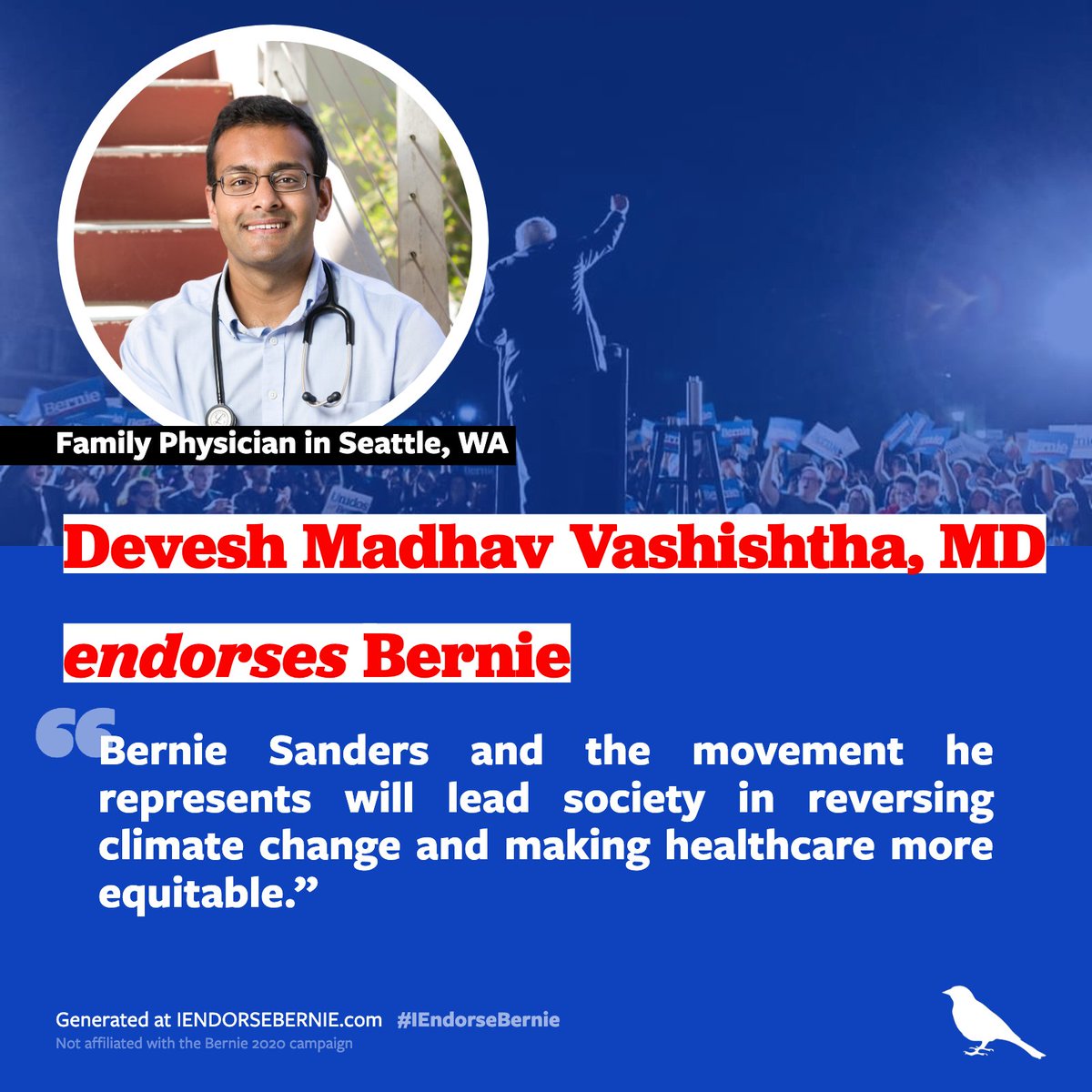 DSA_HWC's tweet photo. #DoctorsForBernie #PeopleForBernie Find out why Dr. @DMVashishtha endorses Bernie Sanders for President!
Hint: #GreenNewDeal #MedicareForAll https://t.co/ryaNzO0ytC