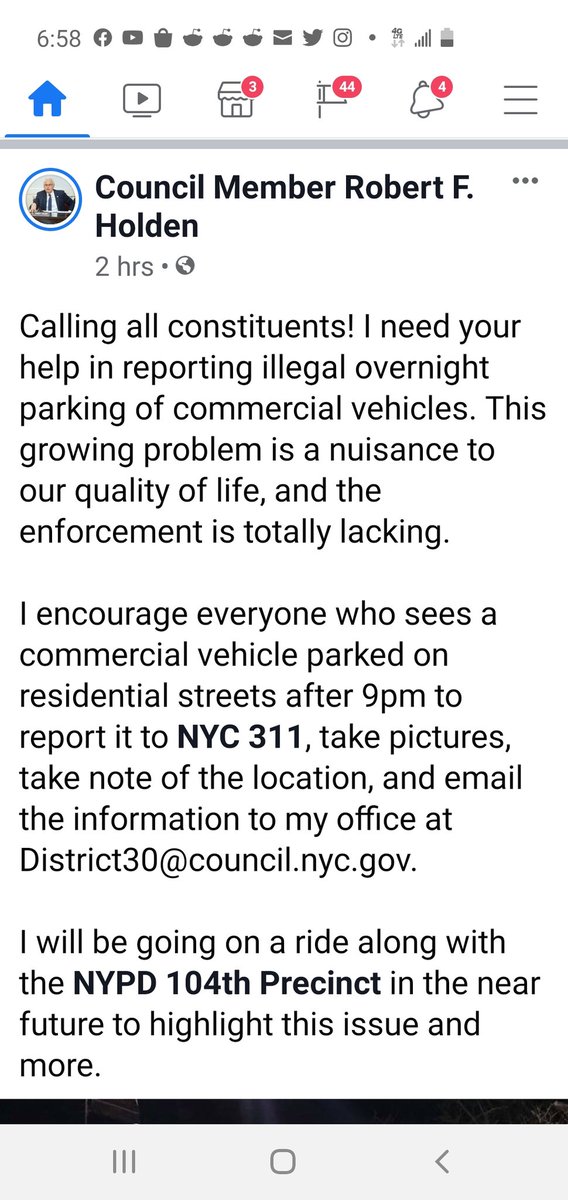 MakeQueensSafer's tweet photo. Thanks @BobHoldenNYC for being proactive about #illegaltruckparking with @NYPD104Pct . You can request a #taganddrag operation from @NYPDQueensNorth . Real estate includes our parking spaces. @illegal53NYC https://t.co/2PRCju3k0s