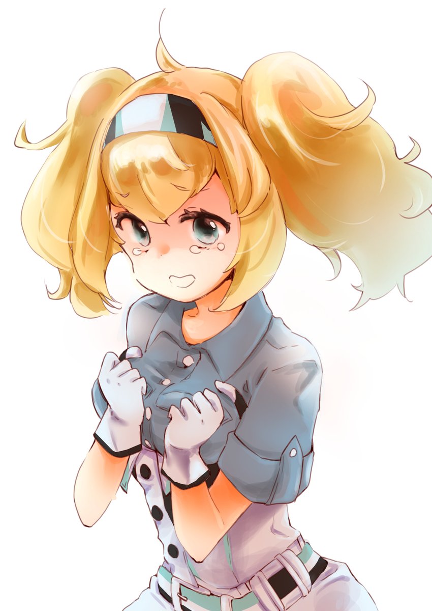 gambier bay (kancolle) 1girl solo blonde hair twintails gloves blue eyes white background  illustration images