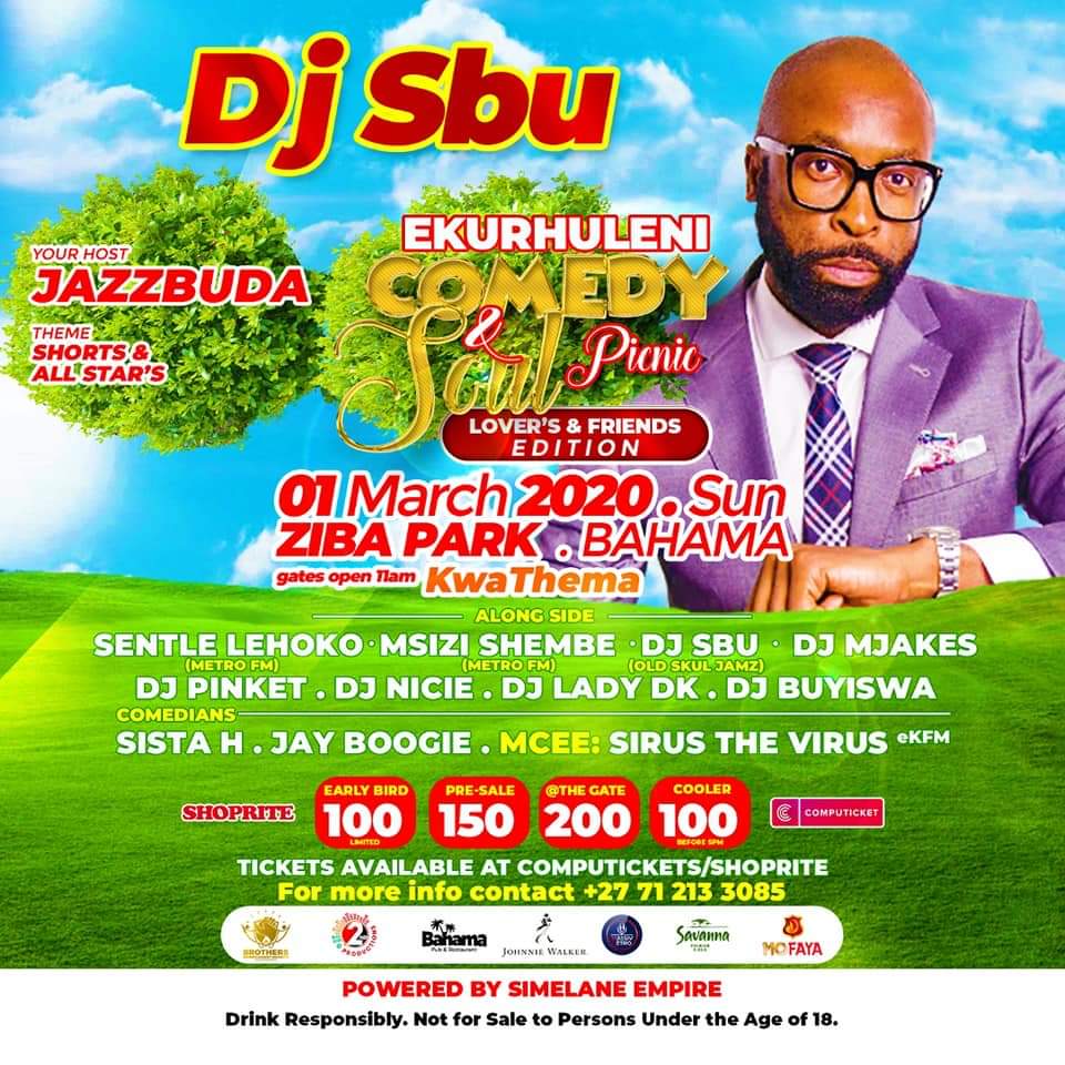 2ndG_Production's tweet photo. 1st March at Ziba Park
Tickets available at Computicket
@Khalablade
#EkurhuleniComedyAndSoulPicnic https://t.co/LTJsUUEhA6