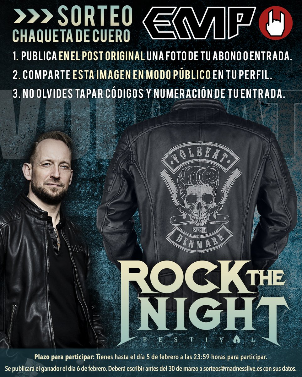 Rock The Night sortea esta espectacular cazadora, cortesía de EMP. ¡Entra en nuestra cuenta de facebook y participa!
facebook.com/RockTheNightFe…