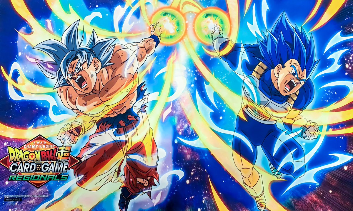 Goku UI and Vegeta BE Promo Art for the Championship 2020 of DBS Card Game.