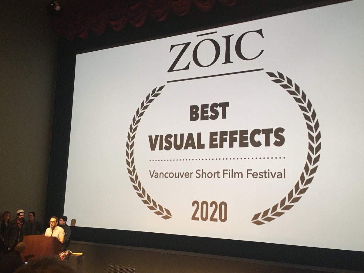 ZoicStudios's tweet photo. Congrats to directors Ricardo Bonisoli and Babak Bina on taking home the "Best Visual Effects" award at last weekend's @VSFF. Proud to once again sponsor this award and support the local Vancouver filmmaking community. #VSFF2020 #KeepItShort https://t.co/s4bDfGxfZH