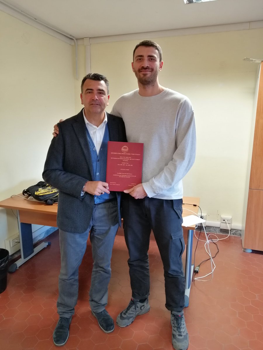 Antonio Tessitore (@a_tessitore) on Twitter photo Here with <a href="/pierp_sansone/">Pierpaolo Sansone</a> and his PhD thesis that will be defended next Friday.
He did a wonderful job with 4 studies (3 published and the fourth on the way) on basketball. Here with <a href="/pierp_sansone/">Pierpaolo Sansone</a> and his PhD thesis that will be defended next Friday.
He did a wonderful job with 4 studies (3 published and the fourth on the way) on basketball.