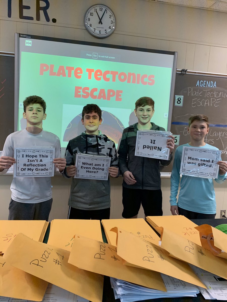 Orangefield_JH's tweet photo. Mrs. Erickson’s class did an escape room today over plate tectonics. Students had to solve clues in order to escape. https://t.co/mP9QVnUhSG