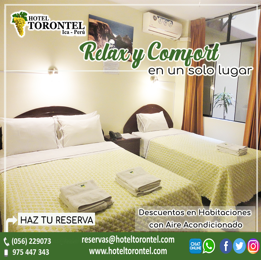 HotelTorontel's tweet photo. Aprovecha los descuentos que tenemos para ti en nuestras habitaciones con Aire Acondicionado. 😄
Relax y Comfort en un solo lugar.😄
Contáctanos a:
📩reservas@hoteltorontel.com
📱975447343
☎️056 229073
Te esperamos https://t.co/wzQctsADRt