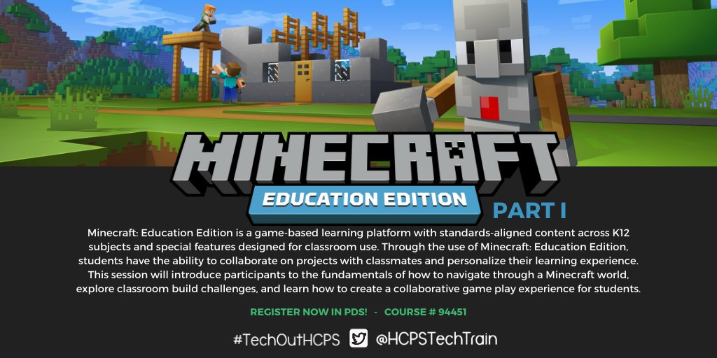 HCPS Technology Training (@hcpstechtrain) on Twitter photo Interested in exploring how #MinecraftEDU can be used in the classroom & connect to standards-based instruction?
Join <a href="/HollandEdTech/">Holly Holland</a> and <a href="/JennaDawson28/">Jenna Dawson</a> this Wednesday for Part I of the #MinecraftEDU Tech Training.
A few seats are still remaining! Sign up in PDS #TechOutHCPS Interested in exploring how #MinecraftEDU can be used in the classroom & connect to standards-based instruction?
Join <a href="/HollandEdTech/">Holly Holland</a> and <a href="/JennaDawson28/">Jenna Dawson</a> this Wednesday for Part I of the #MinecraftEDU Tech Training.
A few seats are still remaining! Sign up in PDS #TechOutHCPS