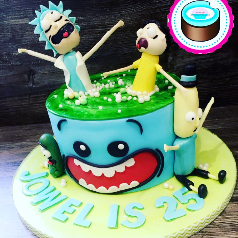 adamsbakerycake's tweet photo. Here’s one for the Ricky and morty fans! 
8inch round cake topped with favourite characters and personalised cake board! 
https://t.co/voL2MZYMIT #rickyandmorty #sheffieldissuper #sheffield #cakemaker #massaticino #sugarpaste #cakedesign https://t.co/rAisniYpoB