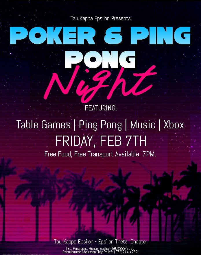 P-p-p-poker night! DM us for details or contact the phone numbers listed. 

Please RSVP for food and space accomodations.