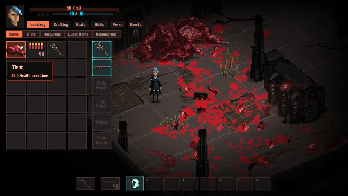 talecrafter's tweet image. Wishlist @DeathTrash!

It's a post-apocalyptic action role-playing game where cosmic horrors crave humanity but meet punks with shotguns, made by a solo dev. Has story, stats, multiple choice, melee and ranged combat, stealth, crafting, world map &amp;amp; more.

store.steampowered.com/app/941460/Dea…