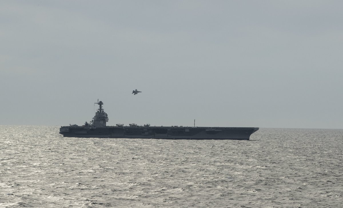 #USSGeraldRFord (CVN 78) at-sea testing their Electromagnetic Aircraft Launch System (EMALS) and Advanced Arresting Gear (AAG) technology.