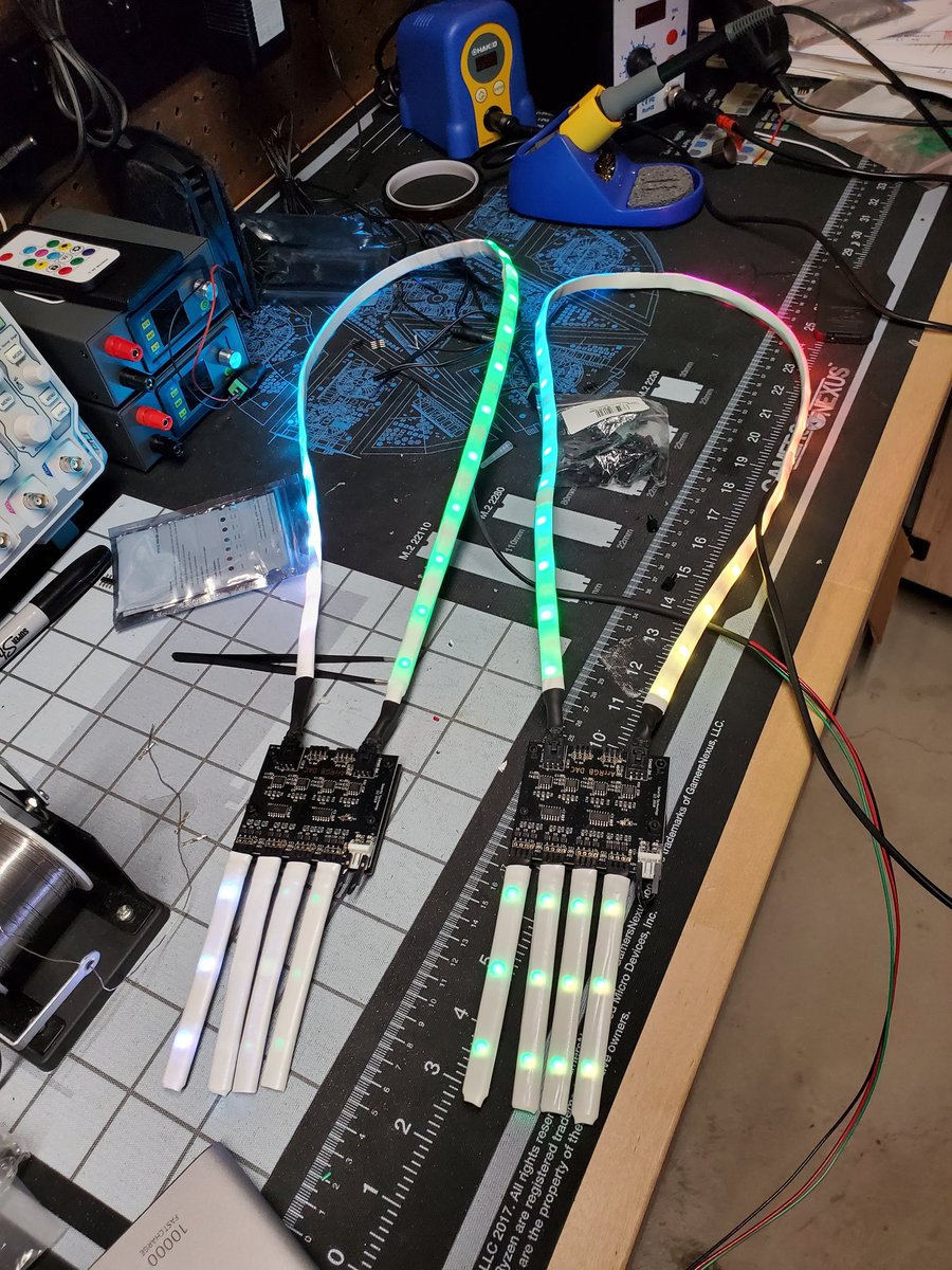 Solarity9's tweet image. Made these Lanyards for @ModMyMods for CES 2020. They use my ArrRGB DAC as a centerpiece and is powered with a USB powerbank.