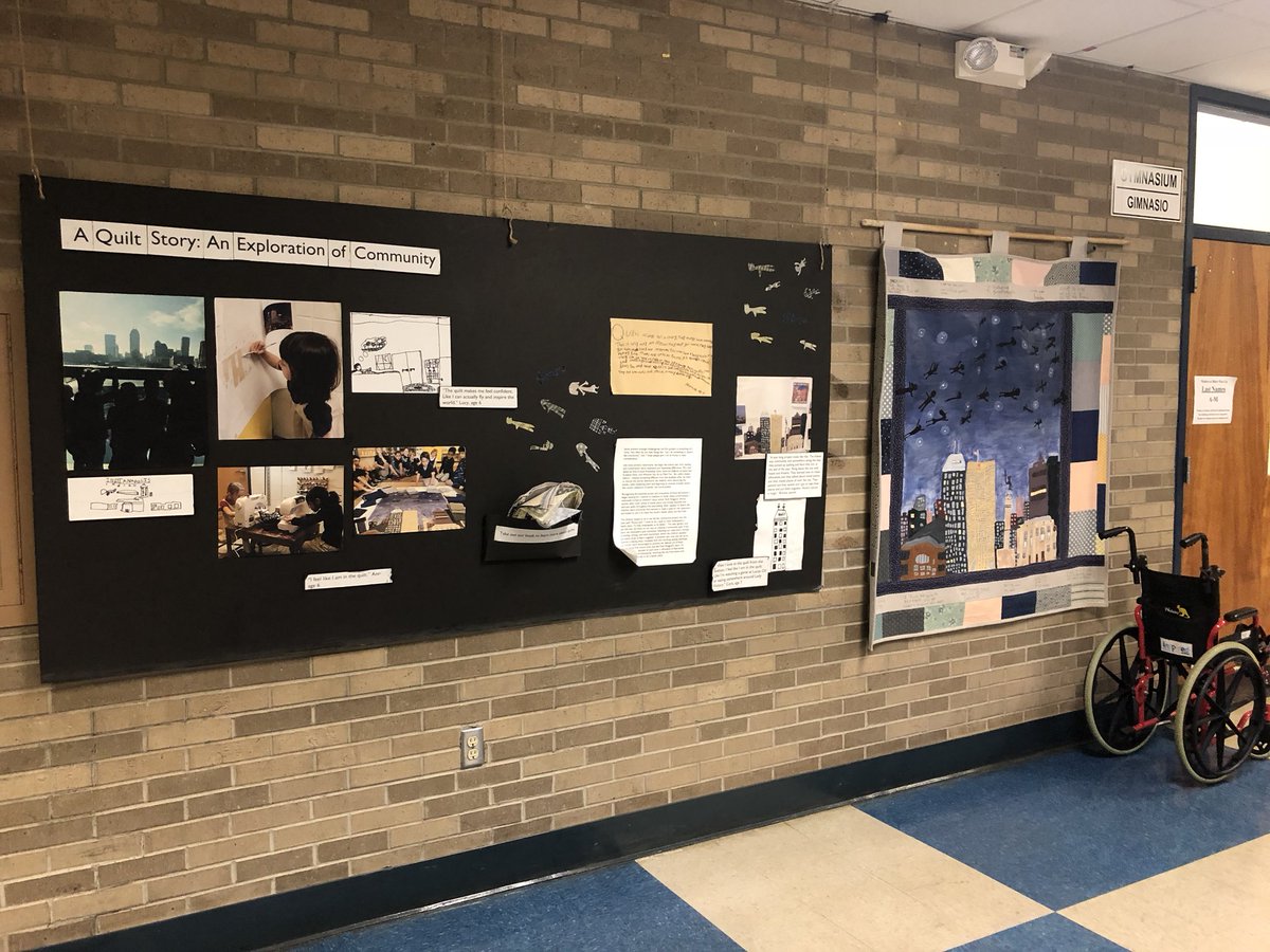 MsERode's tweet photo. Got to explore great documentation of student work today at Butler Lab School 60 today. Amazing to see student explore quilt making and buisness opportunities and strategies! #BUCOEimpact https://t.co/1nI93A0JyY
