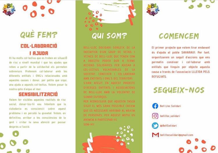 Estem molt contentes que hagi sorgit aquesta iniciativa a la població veïna de Bell-lloc d'Urgell! Us animem a participar el pròxim diumenge dia 2 a la seva presentació/vermut😉 Endavant i força💚  <a href="/BellSolidari/">Bell-lloc Solidari</a>