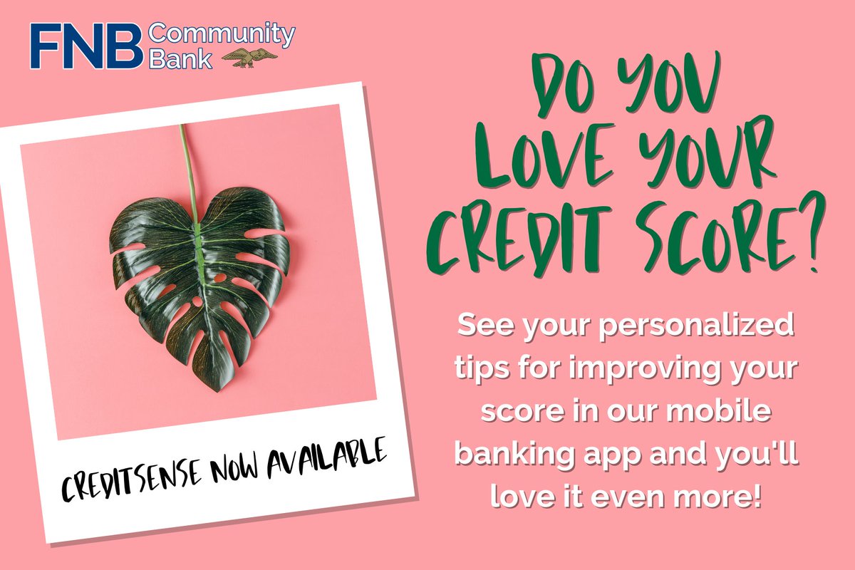 FNBMWC's tweet photo. Checking your credit score is now even easier in the FNB mobile banking app! Plus, you can receive special offers just for you. Have you used CreditSense yet? #creditsense #savvymoney @SavvyMoneyTip #BankLocally https://t.co/8FeStpkKtu