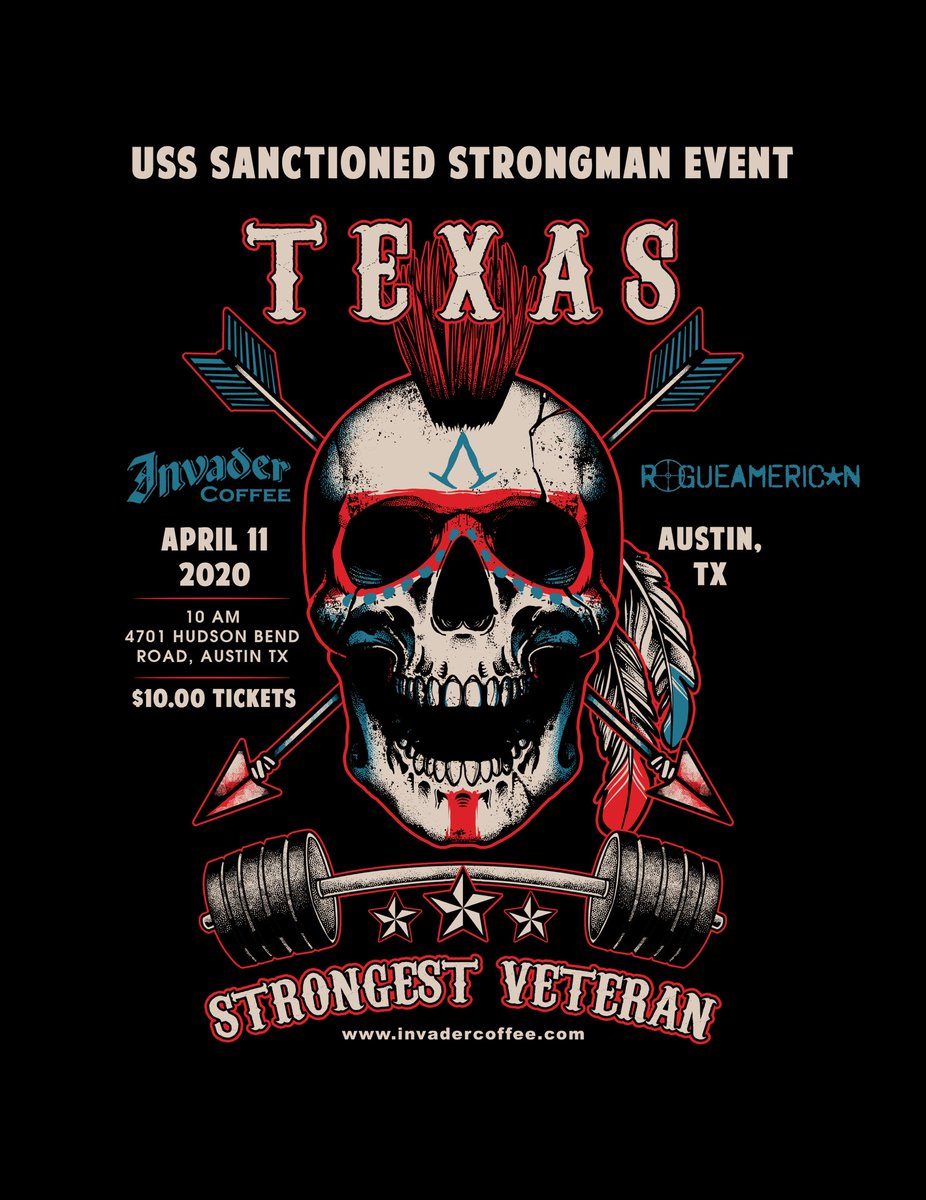 You don’t want to miss this event! <a href="/RogueAmerican/">Rogue American</a> April 11, 2020.  Who will take the title of the strongest veteran or law enforcement in Texas?? #strongman #leo #military <a href="/POTUS/">President Donald J. Trump</a> <a href="/DonaldJTrumpJr/">Donald Trump Jr.</a> <a href="/FoxNews/">Fox News</a> <a href="/McConaughey/">Matthew McConaughey</a>
