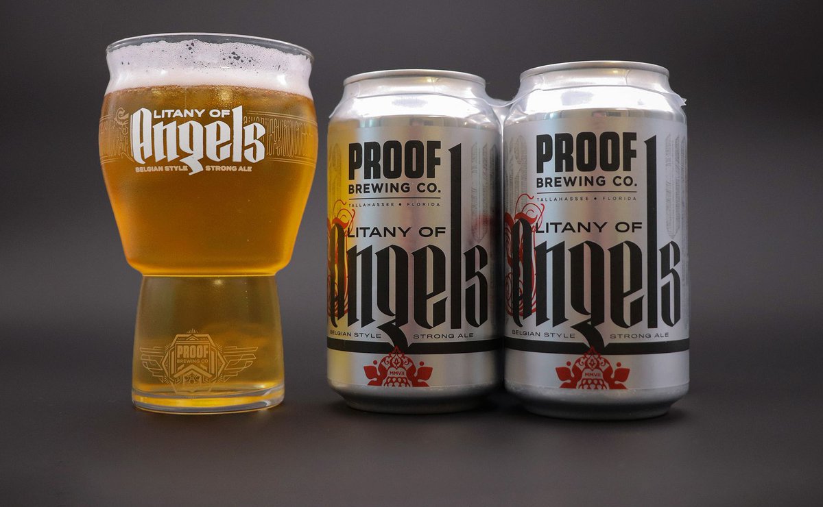 ProofBrewingCo's tweet photo. Limited edition #LitanyofAngels glassware is on sale in the tasting room while supplies last. Take one home with a 4pk today to sip this #BelgianStyleStrongAle in the style it deserves!

#ProofBrewingCo https://t.co/U9kM5jvaeA