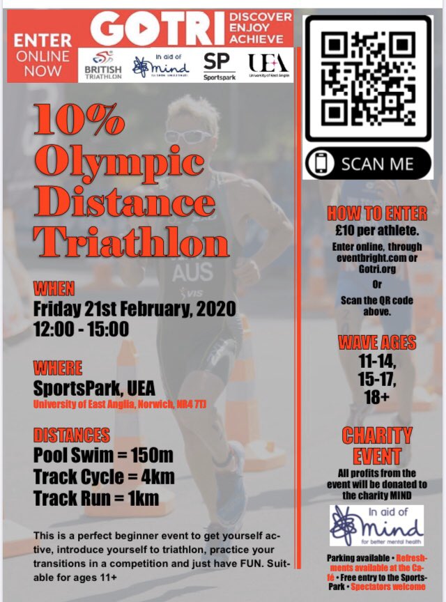 NorthgateSport's tweet photo. Anyone like the sound of a Triathlon? Check this out from GO TRI https://t.co/EktELjttvv @yourgotri @MindCharity @uniofeastanglia @SportsparkUEA @BritTri @NorthgateSport @NgateDereham #firsttriathlon #swimbikerun #gotri #halftermsports https://t.co/l8byshV6l4
