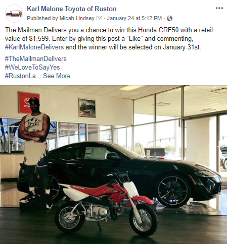 ToyotaKarl's tweet photo. Check out our Honda CRF50 giveaway on Facebook! Valued at $1,999! https://t.co/CVRasEbAJp

#Ruston #Louisiana #DirtBike https://t.co/MdLNrKEkge