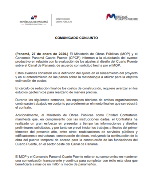 Cuarto_Puente's tweet photo. El @MOPPma y @Cuarto_Puente informan a la ciudadanía sobre el avance productivo en relación con la evaluación de ajustes al diseño del #4toPuente sobre el Canal de Panamá https://t.co/IPimqPPDg2