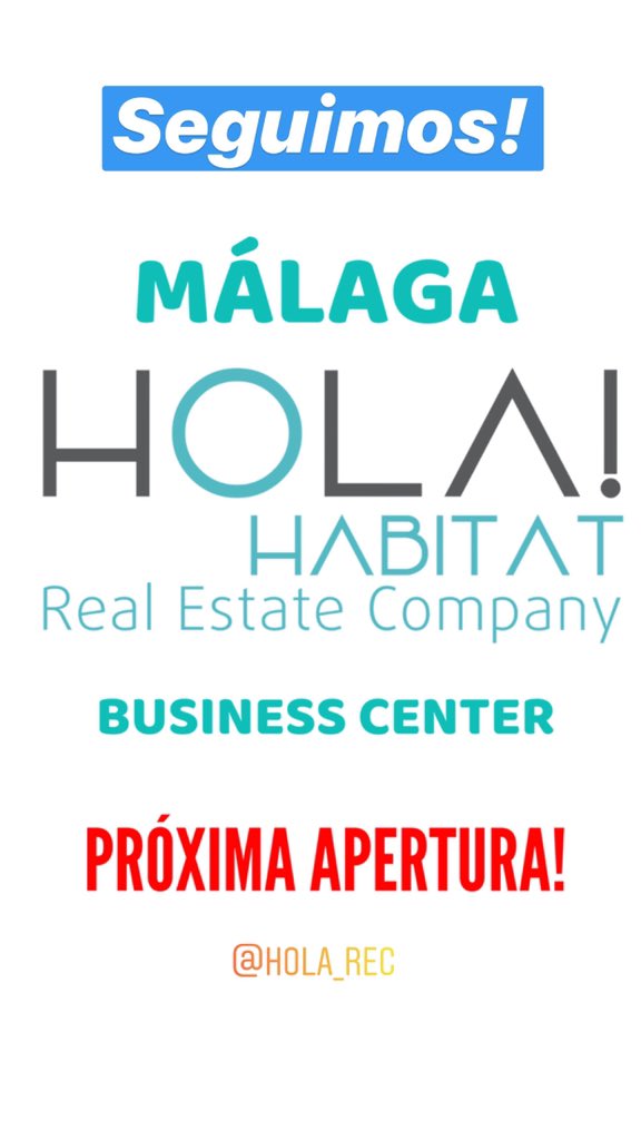 Seguimos avanzando!
Próxima apertura de oficina Business Center HOLA! en #Malaga ✌🏻✌🏻✌🏻