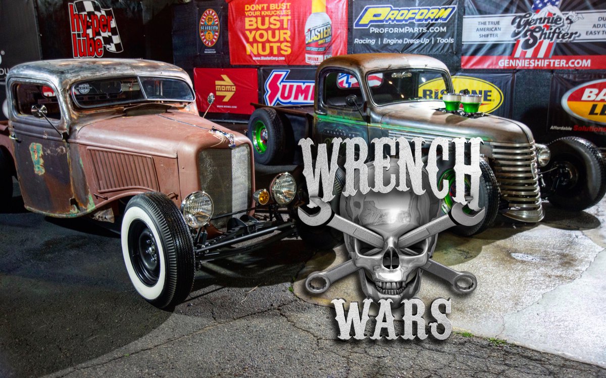 WrenchWars's tweet photo. Tonight’s #MondayMatchUp “RATTY ROD TRUCKS II” We’ll see you in the cage on @MAVTV .... Special #BlueCollarNation guests @Suavecitopomade @BadDogTools @bigredworkwear   @BlasterProducts @SummitRacing https://t.co/pdxhqsuUhf